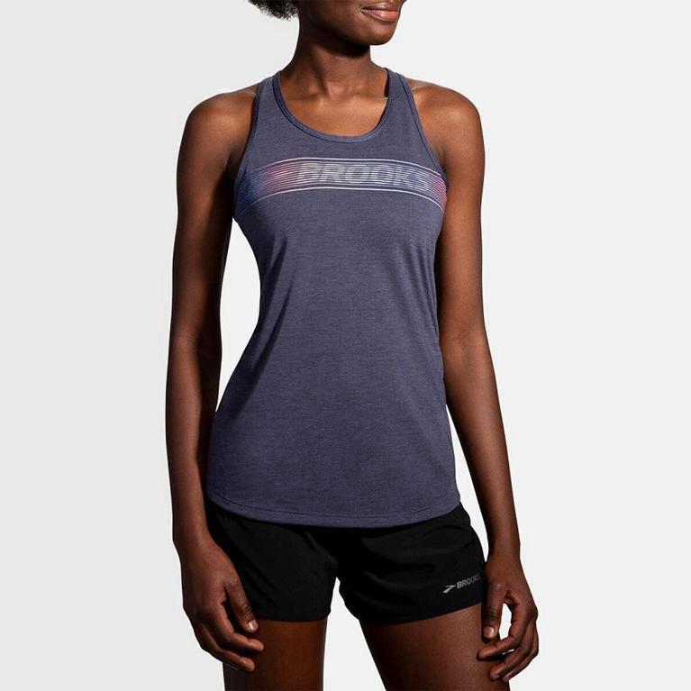 Brooks Distance Graphic Hardlooptanktop voor Dames Grijs (WFLEZ-2950)